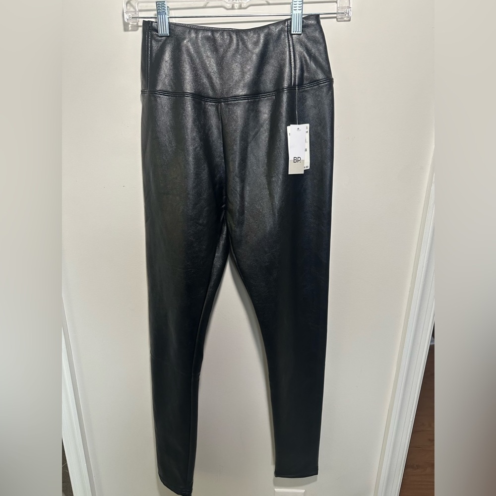 Black faux leather leggings